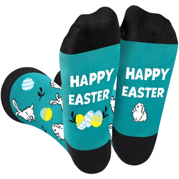 Funny Happy Easter Bunny Socks-Unique Gag Gifts for Men Women Teen Boys - Easter Valentines Christmas Birthday Gifts for Him Men Boyfriend Stocking Stuffer