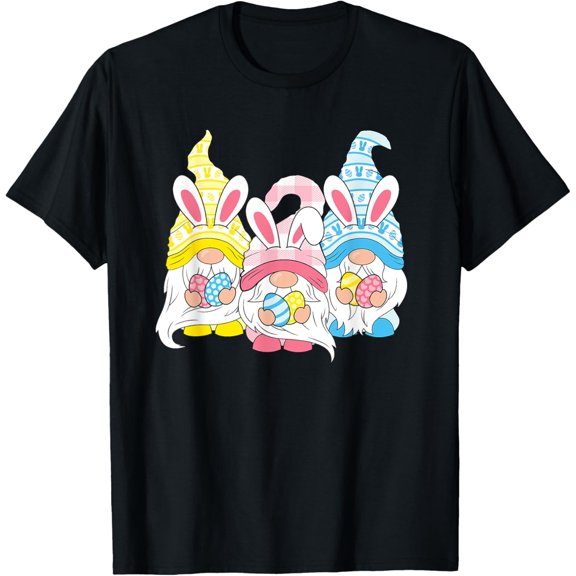 Funny Happy Easter Gnomes Easter Egg Bunny Gnome Rabbit T-Shirt100% cotton
