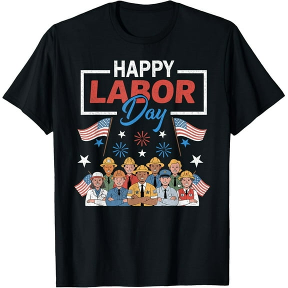 Funny Happy Labor Day T-Shirt – Patriotic American Flag Graphic Tee for Men and Women