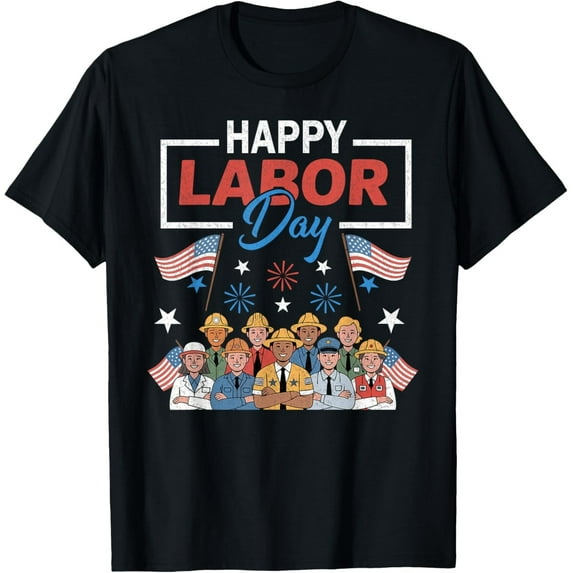 Funny Happy Labor Day T-Shirt – Patriotic American Flag Graphic Tee for Men and Women