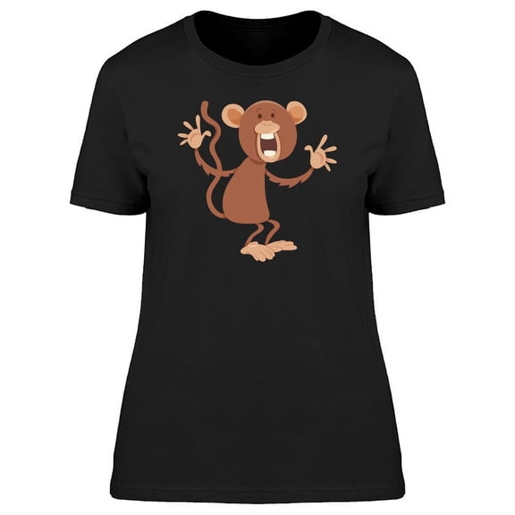Funny Happy Monkey Cartoon T-Shirt Women -Image by Shutterstock, Female Medium