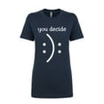 thumbnail image 1 of Funny Happy or Sad Emoticon Graphic Ladies Fit Short Sleeve T-shirt-Indigo-Small, 1 of 4