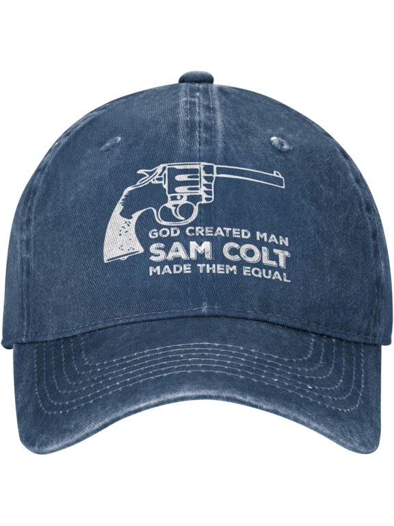 Funny Hat God Created Man Sam Colt Made Them Equals Hat Men Baseball Hats Graphic Caps