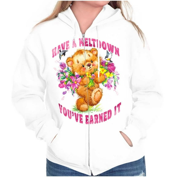 Funny Have A Meltdown Teddy Bear Zip Hoodie Sweatshirt Women Brisco Brands X