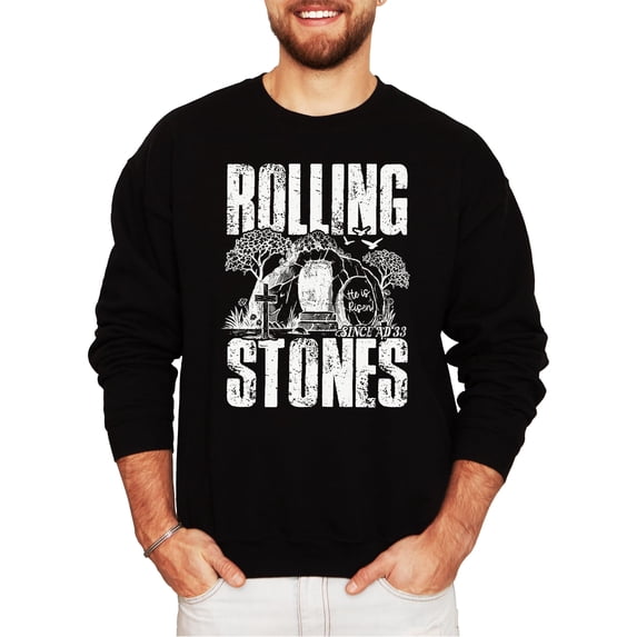 Funny He Is Risen Easter Unisex Sweatshirt - Christian Empty Tomb Graphic Crewneck Black Sweatshirt Adult Small