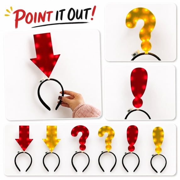 Funny Headbands with Question Mark & Exclamation Point Symbols, Novelty Boppers & Quirky Hair Accessories for Party Favorss, Easter Gifts & Photo Booth Props, 1Pack F