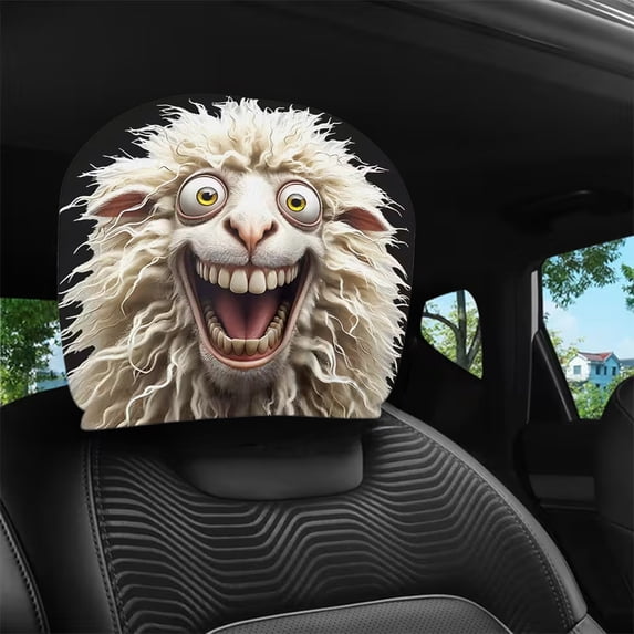 Funny Headrest Covers for Cars, Flexible Car Headrest Covers, Reusable Anti-Dirty Headrest Protector for Auto Front Seat Rest Decoration, Universal Interior Car Accessories, for Cars, Trucks