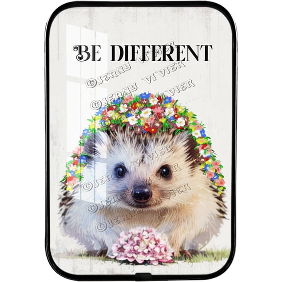 Funny Hedgehog Framed Wooden Wall Arts, Safari Animal Nursery Wall Decor, Crystal Porcelain Painting, Inspirational Quotes, Jungle Picture, Hedgehog Gifts Black Framed Art 12x8 inches