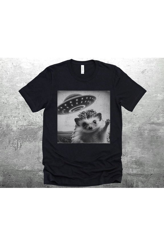 Funny Hedgehog Shirt Hedgehog Selfie Picture Flying Saucer Weird Animal Shirt Funny Animal