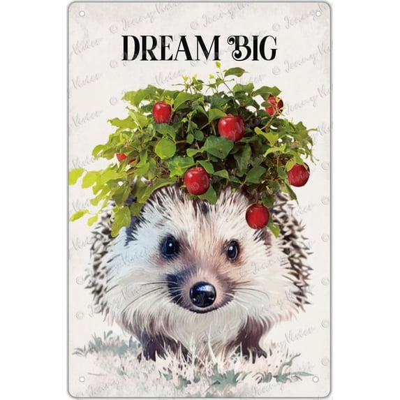 Funny Hedgehog Tin Signs, Woodland Baby Nursery Wall Art Decor, Inspirational Quotes Kids Wall Art, Cute Safari Animals Prints for Kids Playroom Decoration 12x8 inches