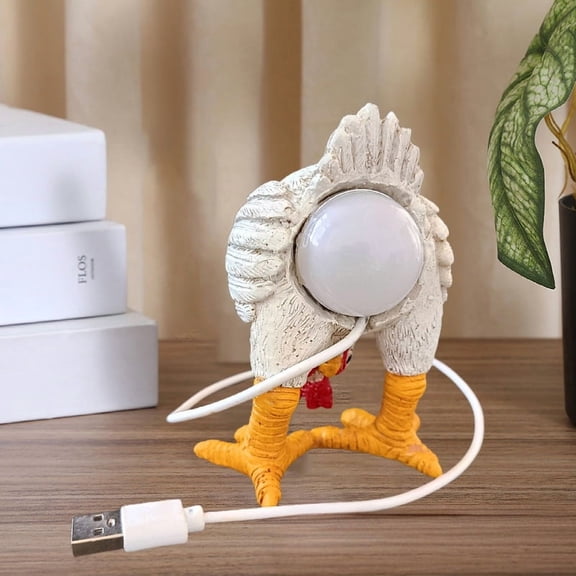 Funny Hen Chicken Table Lamp with LED Egg Light, Resin Chicken Decor Night Light for Home, Nursery, or Kids Room, 1 Piece