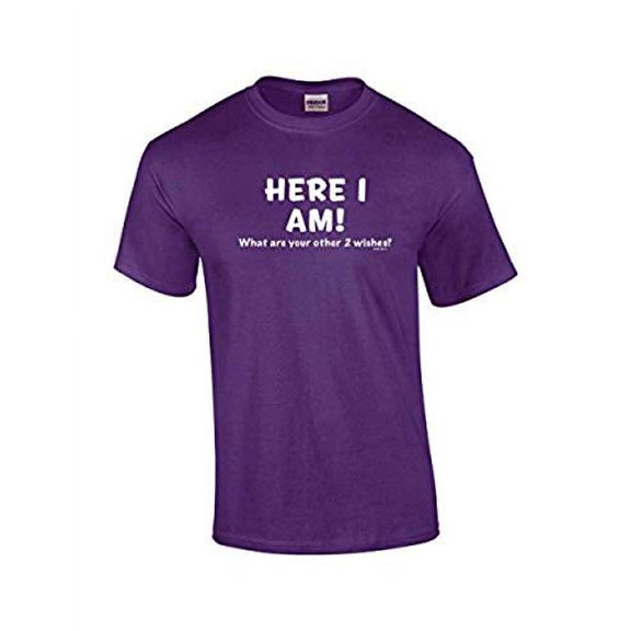 Funny Here I Am What are Your Other Two Wishes T-shirt Sarcastic Humor Humorous Witty Comic Tee-Purple-Large