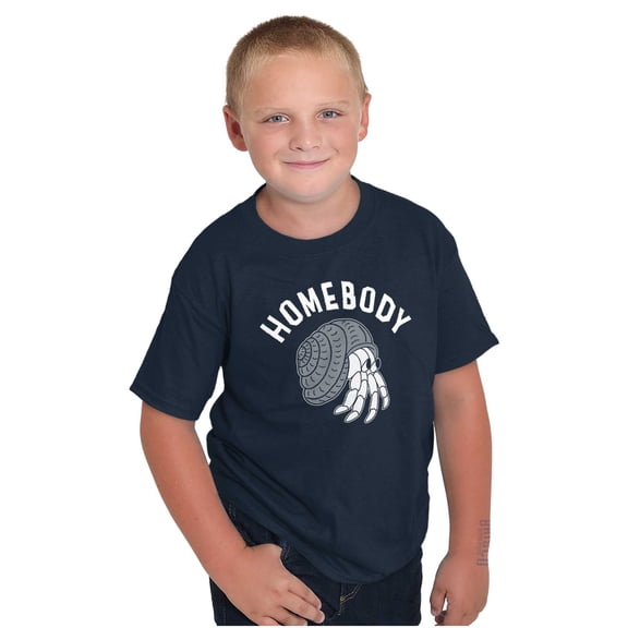 Funny Hermit Crab Homebody Joke Crewneck T Shirts Boy Girl Teen Brisco Brands S