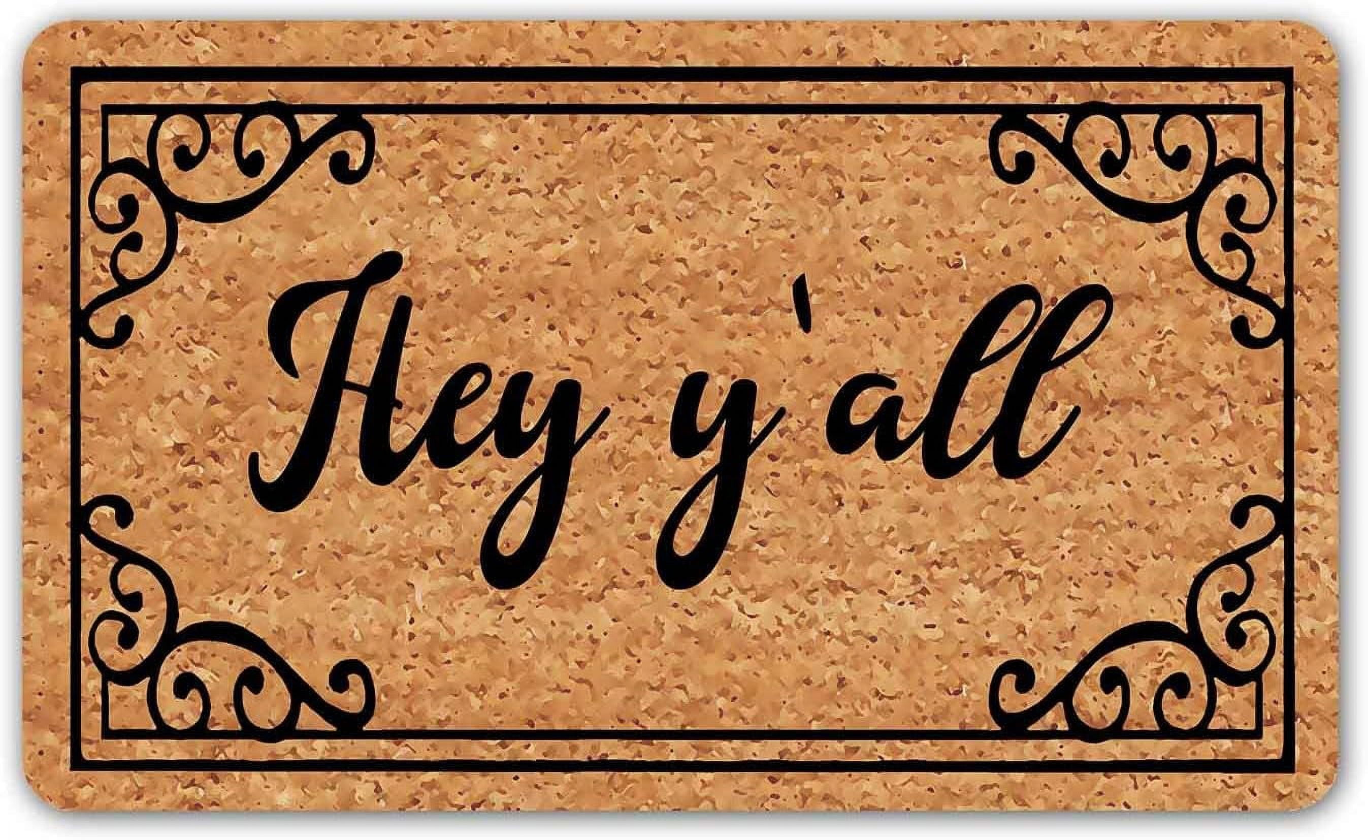 Funny Hey Y'all with Saying Bath Rugs Entrance Non Slip Front Door Mat