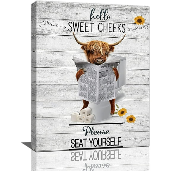 Funny Highland Cow Bathroom Wall Art Highland Cattle Bathroom Wall Decor Cow on Toilet Pictures for Wall Farmhouse Bathroom