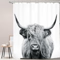 thumbnail image 1 of Farmhouse Style Shower Curtain Sets Waterproof Polyester 72x72 Inch, Highland Cow & Barn Door Design , Country Bathroom Decor Includes 12 Hooks​, 1 of 4