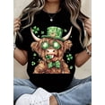 thumbnail image 1 of Funny Highland Cow St. Patrick's Day Women's Graphic Novelty T-Shirt, 1 of 6