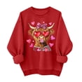 thumbnail image 1 of Funny Highland Cow Sweatshirt Valentines Day Cute Animal Graphic Pullover Long Sleeve Crewneck Tops Lollipop Heart Shirt, 1 of 6