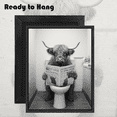 thumbnail image 1 of Funny Highland cattle Animal Framed Wall Art Toilet Room Decor Black Cute Bathroom Prints Rustic Canvas Painting Farmhouse Guest Artwork 8x10in(Framed), 1 of 6