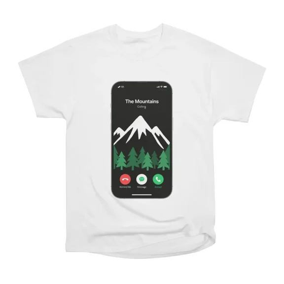 Funny Hiking The Mountains Are Calling T-Shirt Tee Gift For Him Merch For Her Apparel For
