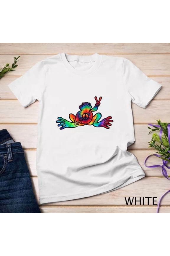 Funny Hippie Hawaiian Peace Frog Tie Dye Boys Women Unisex S-5XL T-Shirt Birthday Gifts; For Men & Women