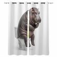 thumbnail image 1 of Funny Hippos Blackout Curtains for Bedroom Living Room Darkening Curtains 63 Inches Long Cute Art Fun Lovely Animals on Toilets Window Curtain 2 Panels Set Window Treatment Grommet Drapes 52"x63", 1 of 9