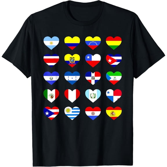 Funny Hispanic Heritage Month Spanish Speaking Countries T-ShirtMen and women, Black T-shirt, size: Extra large