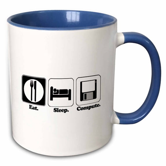 3drose, Funny Hobby Lifestyle Design Eat Sleep Computer, 15oz Two-tone Blue Mug