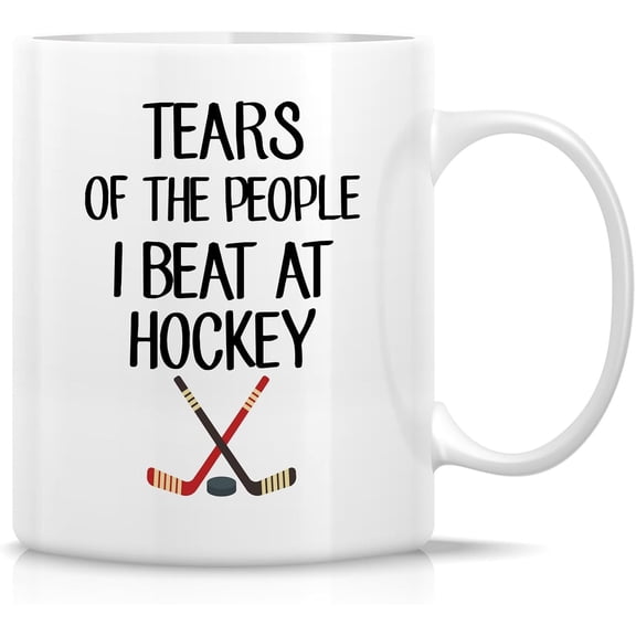 Funny Hockey Player Mug - Tears Of The People I Beat At Hockey - 11 Oz Ceramic Coffee Cup - Humorous Sarcastic Gift for Ice Hockey Lovers, Hockey Fans - Birthday, Holidays Gift For Men, Dad