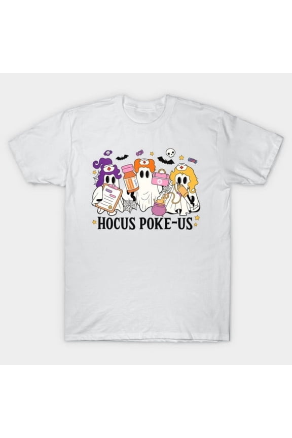 Funny Hocus Poke-us Witch Nurse Halloween Medical Lab Tech ER Crew Retro H723 Unisex T-Shirt, Up to 5XL