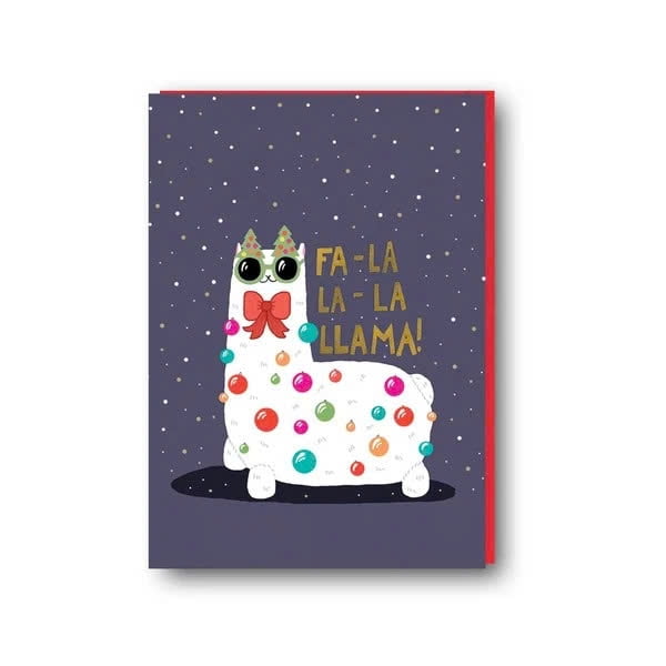 Funny Holiday Card "Fa-La-La-La-Llama!" Christmas Card with Cute Llama Design Envelope Included, Blank Inside Perfect for Friends and Family Greetings