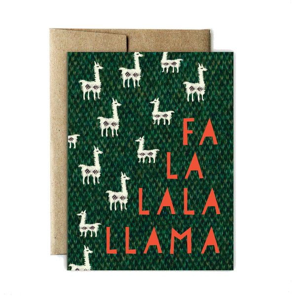 Funny Holiday Card Fa La La La Llama Christmas Greeting Card with Envelope Perfect for Friends, Family, and Coworkers