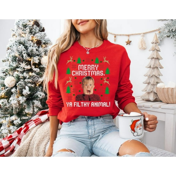 Funny Holiday Christmas Sweatshirt, Festive Winter Movie-Inspired Crewneck