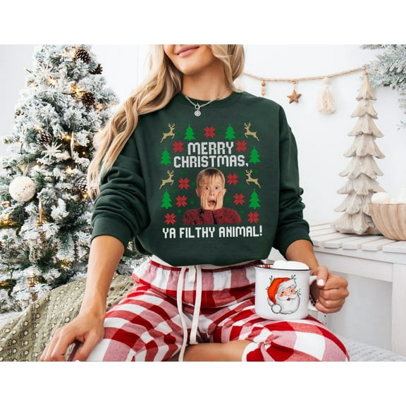 Funny Holiday Christmas Sweatshirt, Festive Winter Movie-Inspired Crewneck