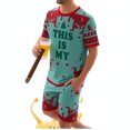 thumbnail image 1 of Funny Holiday Pajama Set for Men - Light Blue Reindeer & Star Patterned T-Shirt & Shorts with " THIS IS MY " Text, 1 of 5