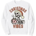 thumbnail image 1 of Funny Holiday Skeleton Drinking Coffee Christmas Vibes Mens Sweatshirt, 1 of 7