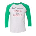 thumbnail image 1 of Funny Holiday Tinsel in A Tangle Adult Women's Baseball Tee-Green-XL, 1 of 4