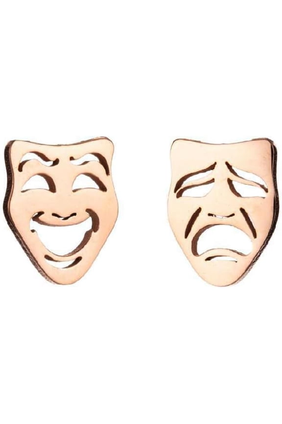 Funny Hollow Out Asymmetric Cry Smile Gothic Minimalist Cute Mini Stud Earrings for Women Stainless Steel Tiny Cartilage Helix Simple Hypoallergenic Punk Dainty BFF Gifts Jewelry Nickel Free