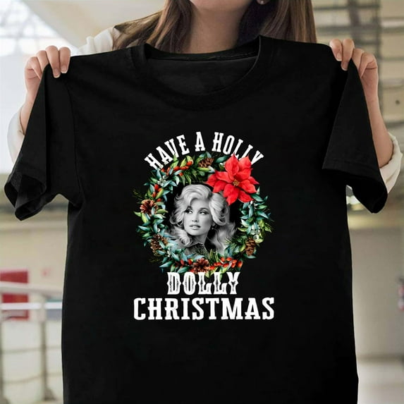Funny Holly Dolly Christmas Vintage Party Unisex T-Shirt, Retro Holiday Graphic Gift G0035, Up to Size 5XL