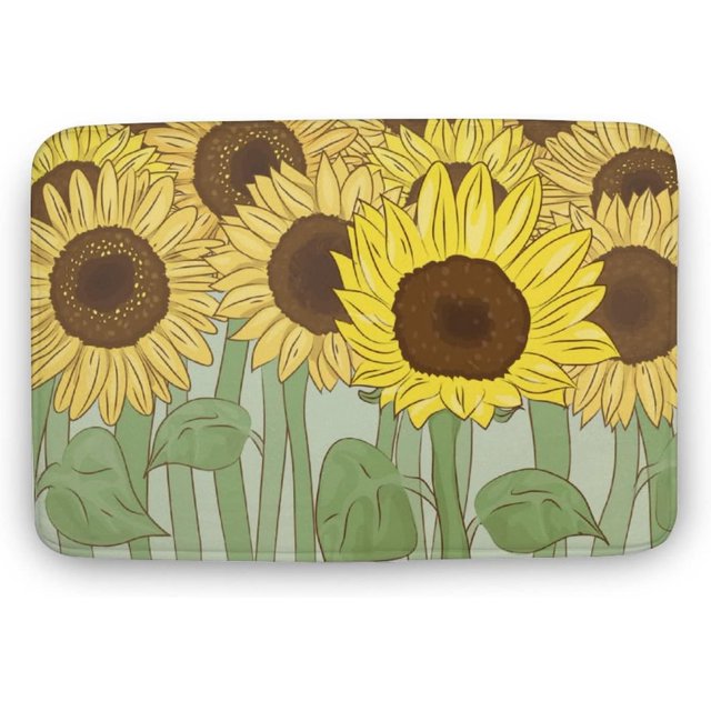 Funny Home Decorative Doormat Outdoor Indoor, Yellow Sunflower