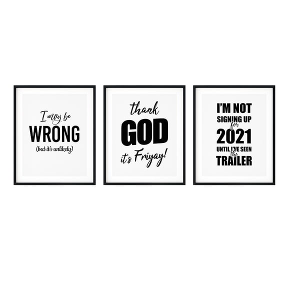 Funny Home Prints 8 x 10" Wall Art UNFRAMED Print (3 Pack)