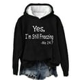 thumbnail image 1 of Funny Hooded Sweatshirt for Women Plus Size Casual Hoodie Winter Long Sleeve Blouses Hip Hop Streetwear Pullover, 1 of 4