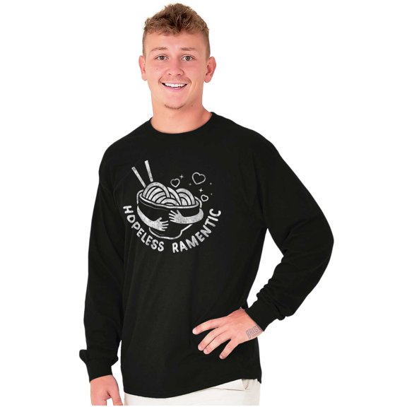 Funny Hopeless Romantic Ramen Pun Long Sleeve TShirt Men Women Brisco Brands S