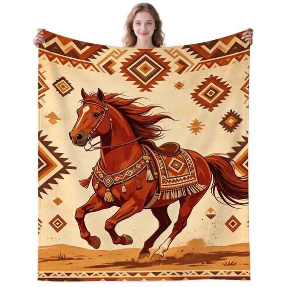 Funny Horse Blanket Gifts for Women Men Adults Horse Lovers Cozy Plush Vintage Horses Throw Blankets for Bedding Travel Decor Birthday Gifts 50×40 Inch