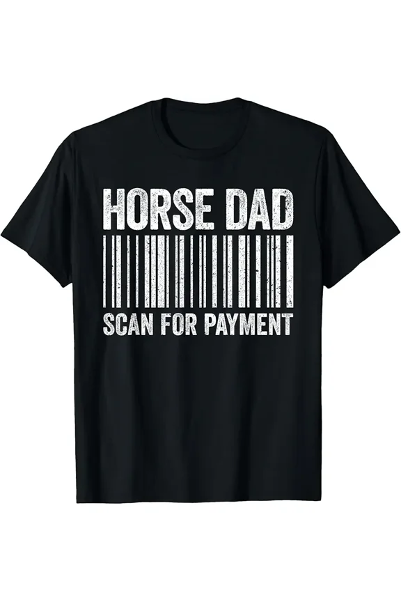 Funny Horse Dad Scan For Payment Men's Graphic T-Shirt Retro Equestrian Father's Day Gift Tee