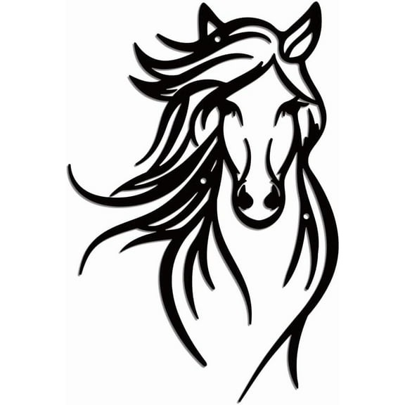 Funny Horse Metal Wall Art Decor 9x13.3 Inch Artistic Horse Head Metal Wall Art Sculpture Decorative Animal Silhouette Hanging Ornament for Office Home Living Room Bedroom Housewarming Gift Black DIY