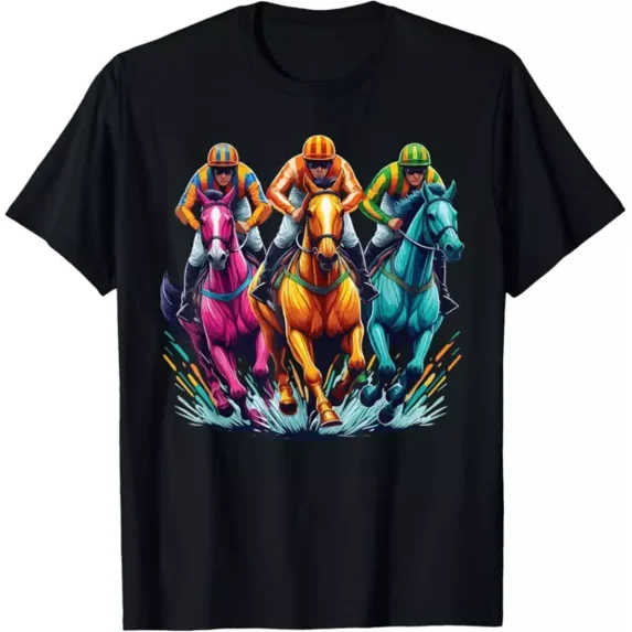 Funny Horse Racing Cool Derby Rider Jockey Racer Race Track T-Shirt Unisex S-5XL Hot Trending Shirt, Vintage Birthday Gift