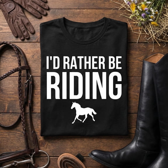 Funny Horse Shirt | I'd Rather Be Riding Tee | Equestrian Gift | Horse Lover T-Shirt