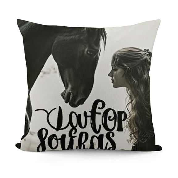 Funny Horse Themed Pillowcase Decorations for Home Room, Just A Who Loves Horses Throw Pillow Cover , Gifts, Horse Rider Lover Gifts for s