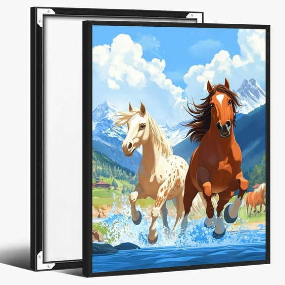 Funny Horse in Pink Cowboy Hat Wall Art Western Farm Animal Canvas Poster Whimsical Country Oil Painting for Kids Room Kitchen Ranch or Barn Decor